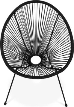 Set Van 2 Design Stoelen Ei-vormig - Acapulco Zwart - Stoelen 4 Poten Retro Design, Plastic Koorden, Binnen/buiten -Tuinbenodigdheden Bevordering 830x1200 1