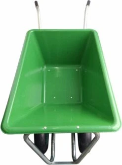 Kruiwagen Met Dubbel Luchtwiel Stal Eco Groen 160 Liter -Tuinbenodigdheden Bevordering 893x1200 1