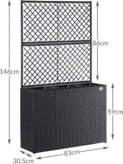 Casaria Polyrattan Plantenbak - Met Klimoprek - 3 Bakken Zwart -Tuinbenodigdheden Bevordering 898x1200 5