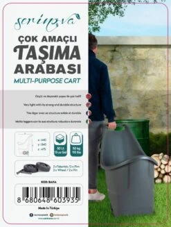 Kruiwagen Met Wielen Antraciet Tuintrolley Shoppingkar Bolderkar Max 50kg -Tuinbenodigdheden Bevordering 907x1200