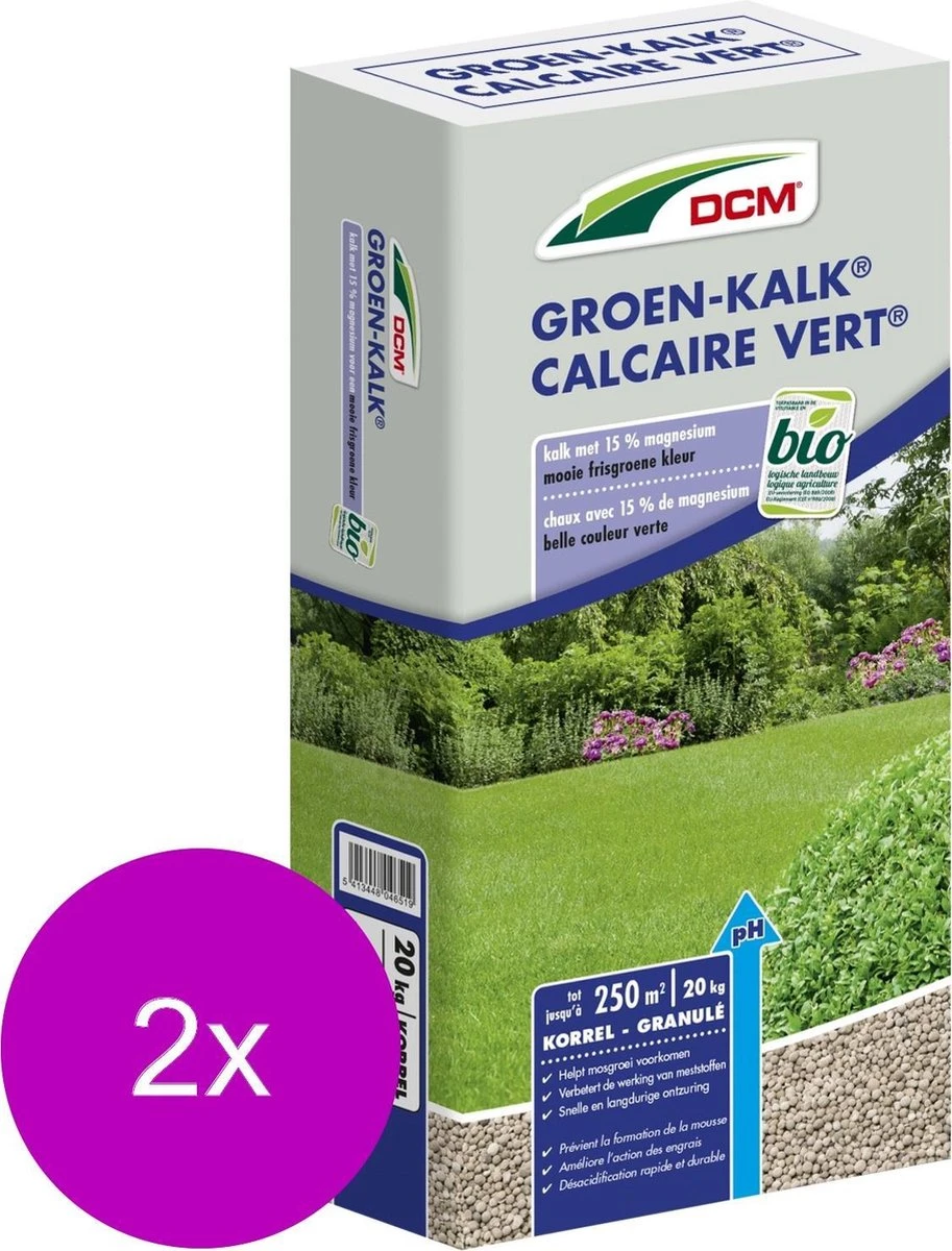 Dcm Groen-Kalk 250 M2 - Kalk - 2 X 20 Kg (K) 3 Dcm Groen-Kalk 250 M2 - Kalk - 2 X 20 Kg (K)