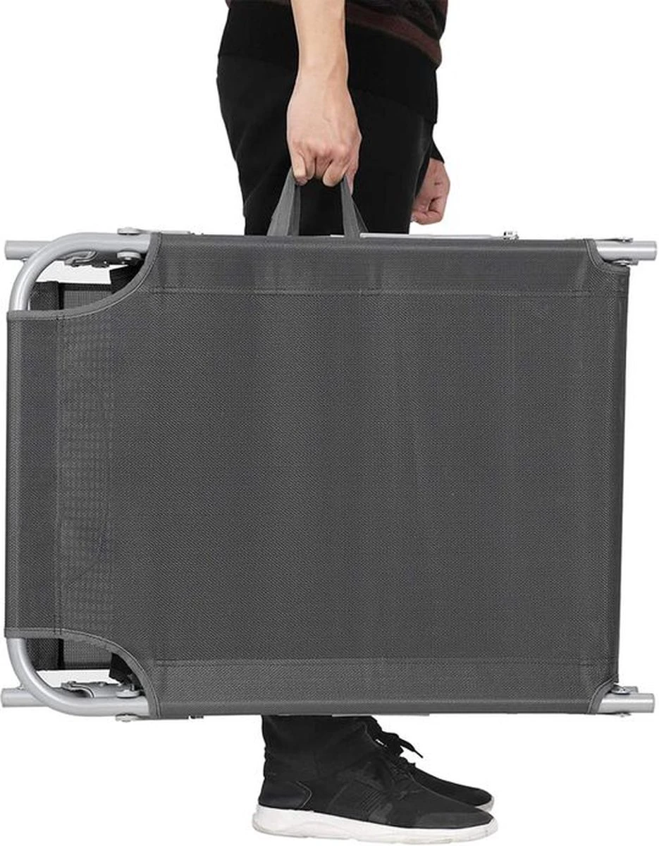 Ligstoel Met Hoofdsteun En Zon Bescherming Verstelbare Rugleuning Inklapbaar Donker Grijs Ligbed Tuin 6 Ligstoel Met Hoofdsteun En Zon Bescherming Verstelbare Rugleuning Inklapbaar Donker Grijs Ligbed Tuin - Afbeelding 4